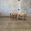 Handmade Solid Oak Side Tables, Circa 1940