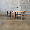 Handmade Solid Oak Side Tables, Circa 1940