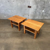 Handmade Solid Oak Side Tables, Circa 1940