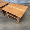 Handmade Solid Oak Side Tables, Circa 1940