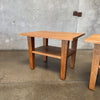 Handmade Solid Oak Side Tables, Circa 1940