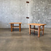 Handmade Solid Oak Side Tables, Circa 1940