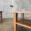 Handmade Solid Oak Side Tables, Circa 1940