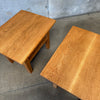 Handmade Solid Oak Side Tables, Circa 1940
