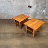 Handmade Solid Oak Side Tables, Circa 1940