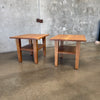 Handmade Solid Oak Side Tables, Circa 1940