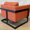 Pair of Mid Century Modern Orange Tweed Lounge Milo Baughman Chairs