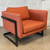 Pair of Mid Century Modern Orange Tweed Lounge Milo Baughman Chairs