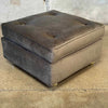 Mid Century Modern Olive Green Velvet Rolling Ottoman #1