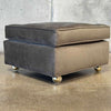 Mid Century Modern Olive Green Velvet Rolling Ottoman #1