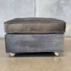 Mid Century Modern Olive Green Velvet Rolling Ottoman #2
