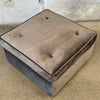 Mid Century Modern Olive Green Velvet Rolling Ottoman #2