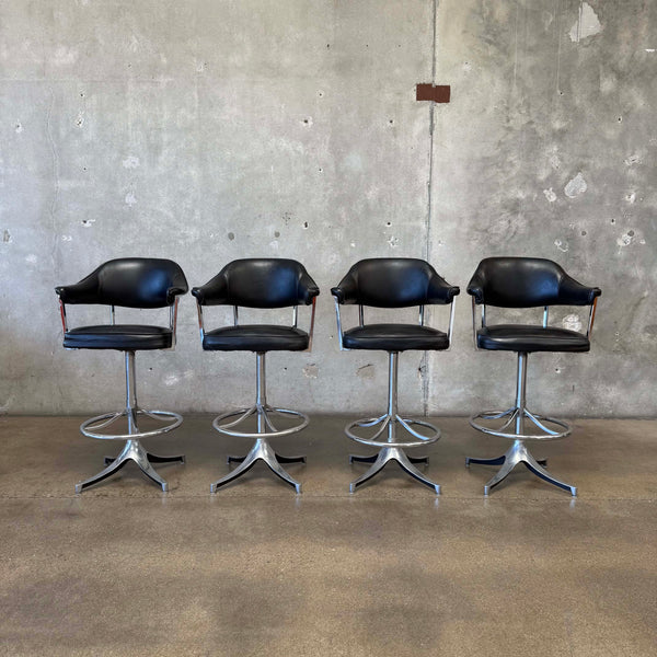 Set of Four Mid Century Bar Stools
