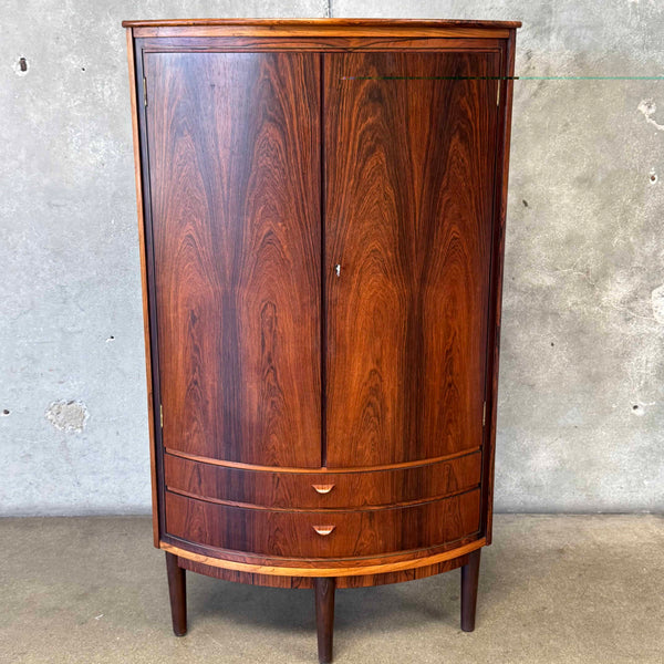 Mid Century Danish Corner Cabinet With Key In Brazilian Rosewood