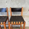 Pair of Glenn of California Leather & Walnut Barstools