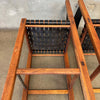 Pair of Glenn of California Leather & Walnut Barstools