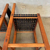 Pair of Glenn of California Leather & Walnut Barstools