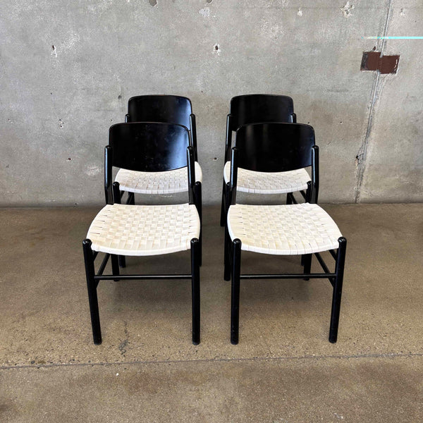Set of 4 Lacquered Woven Dinging Chairs