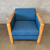 1970's Cube Lounge Chair in New Blue Tweed Upholstery