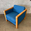 1970's Cube Lounge Chair in New Blue Tweed Upholstery