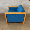 1970's Cube Lounge Chair in New Blue Tweed Upholstery