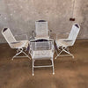 Set of Four Post Modern Iron & Steel Pocking Patio Chairs