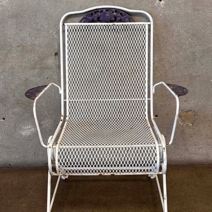 Set of Four Post Modern Iron & Steel Pocking Patio Chairs