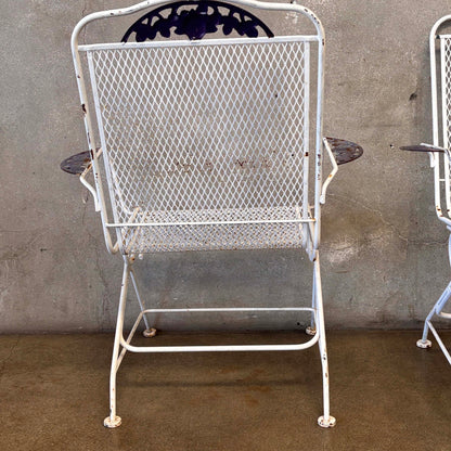 Set of Four Post Modern Iron & Steel Pocking Patio Chairs