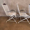 Set of Four Post Modern Iron & Steel Pocking Patio Chairs