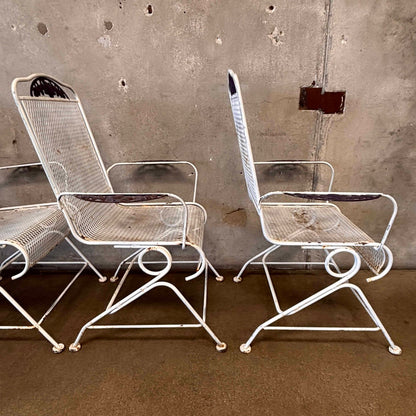 Set of Four Post Modern Iron & Steel Pocking Patio Chairs