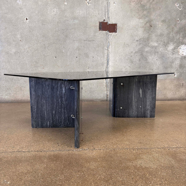Italian Marble Coffee Table w/Original Smoked Glass Top - PENDING