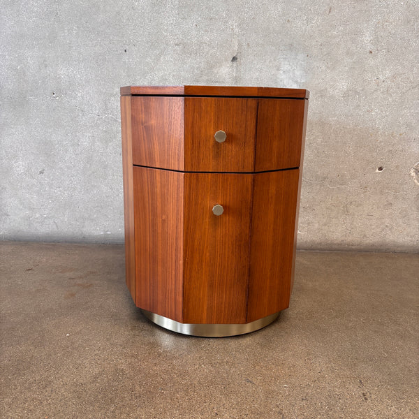 Anthropologie Quillen Marquetry Round Walnut Pedestal Bistro Table