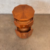 Anthropologie Quillen Marquetry Round Walnut Pedestal Bistro Table