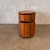 Anthropologie Quillen Marquetry Round Walnut Pedestal Bistro Table