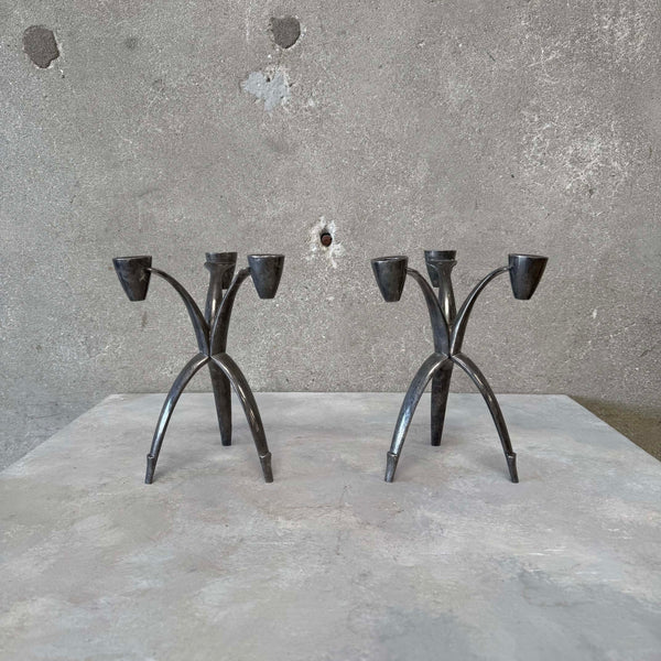 Pair of Onedia Silver Plated Candle Holders