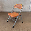 Vintage Cane & Chrome Child's Folding Chair / Plant Stand