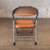 Vintage Cane & Chrome Child's Folding Chair / Plant Stand