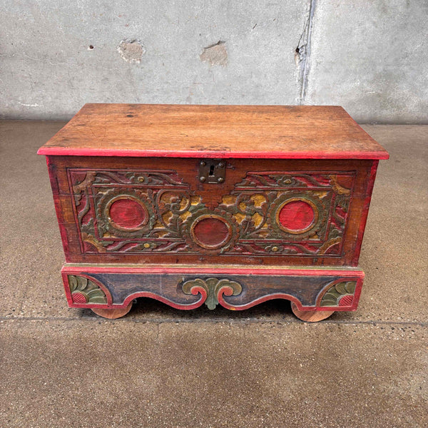 Vintage Hand Painted Swedish Wooden Trunk