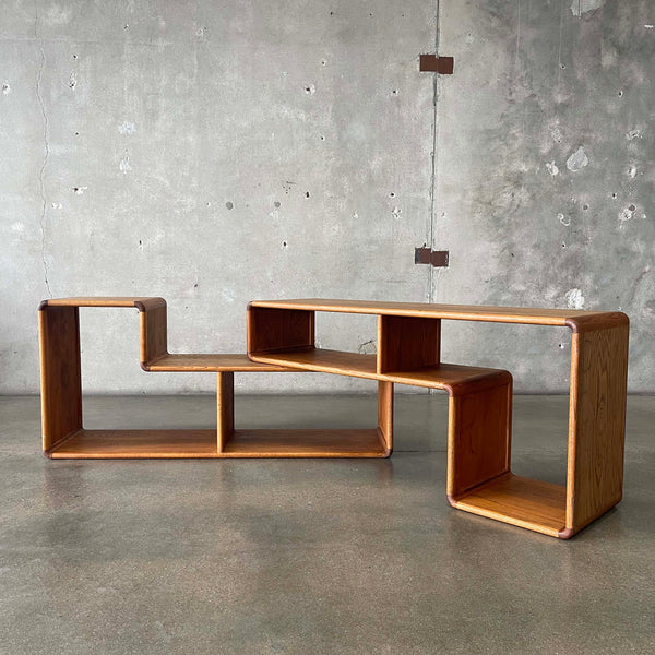 Post Modern Oak Wood Modular Shelf Cabinet