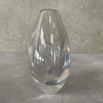 Orrefors Crystal Tear Drop Vase Etched Cat