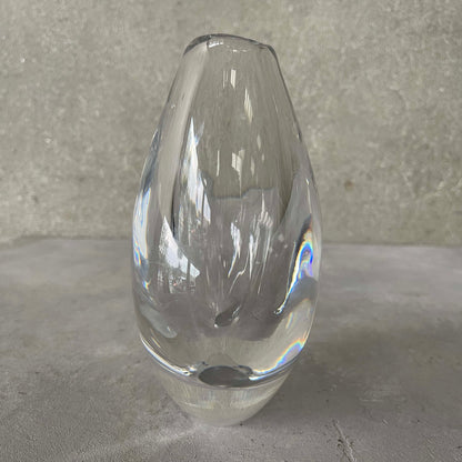 Orrefors Crystal Tear Drop Vase Etched Cat