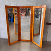 Antique Pine Triptych Standing Mirror