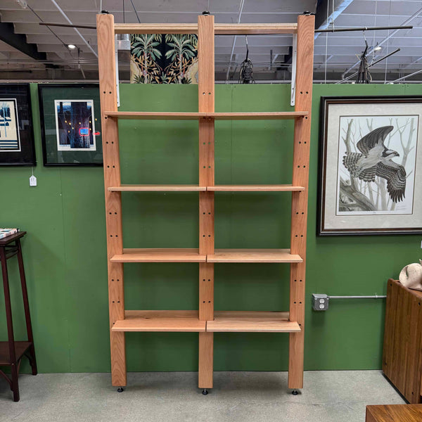 Custom Solid Oak Adjustable Shelving Unit