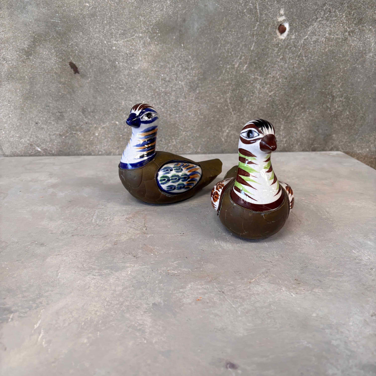Pair of Sergio Bustamate Ceramic Bird Sculptures