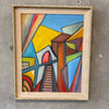 Mid Century Architectural Oil Painting Signed Selma Kramer 1967