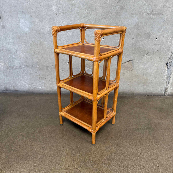 Vintage Three Tier Bamboo Shelf