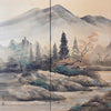 Vintage Japanese Byobu Four Panel Silk Screen Painting
