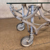 Antique Victorian Coffin Metal Trolley Glass Top Coffee Table