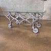 Antique Victorian Coffin Metal Trolley Glass Top Coffee Table