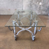 Antique Victorian Coffin Metal Trolley Glass Top Coffee Table